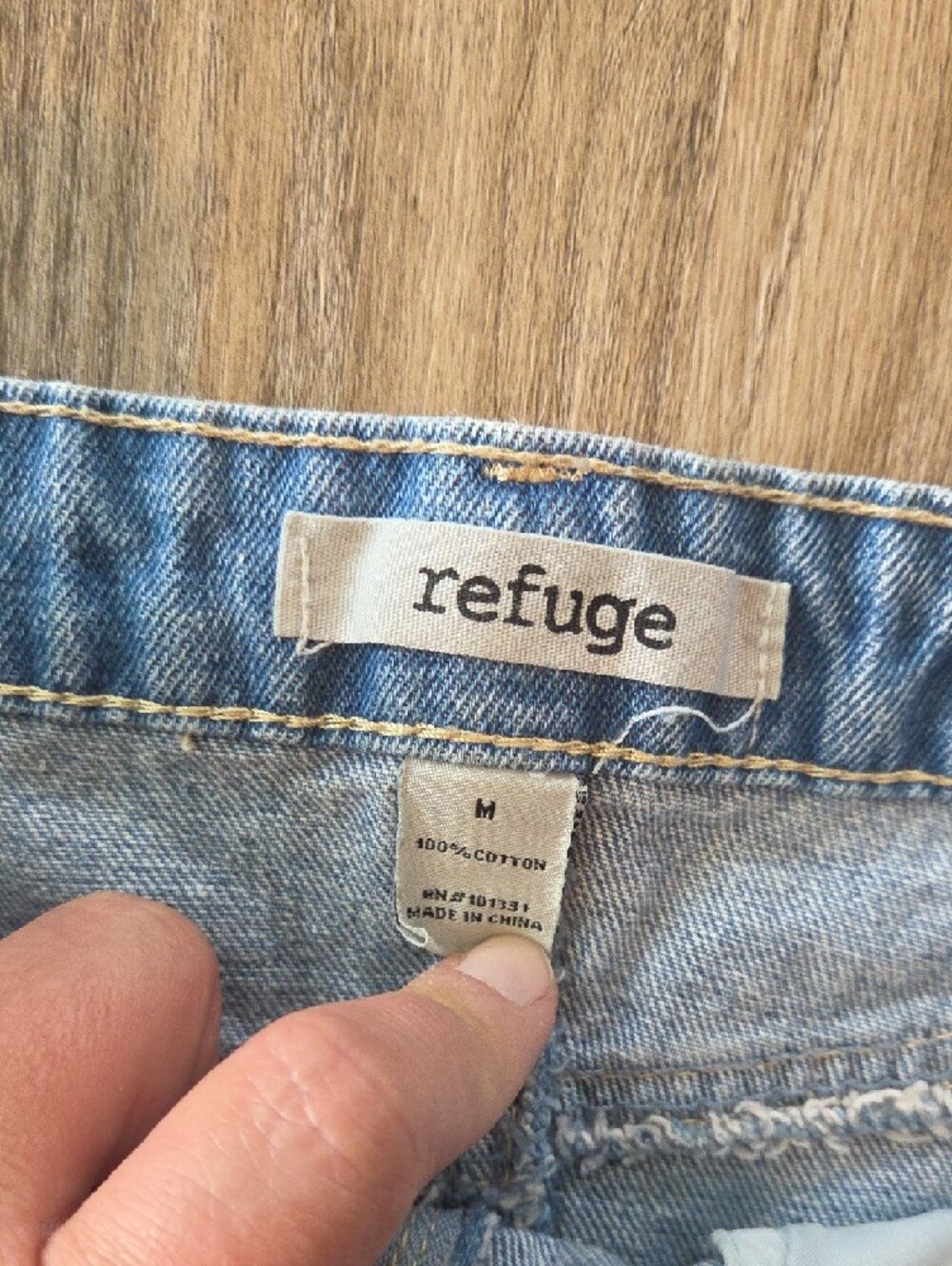 refuge Light Blue Distressed Denim Mini Skirt with Front Zip Size Medium - Picture 2 of 3